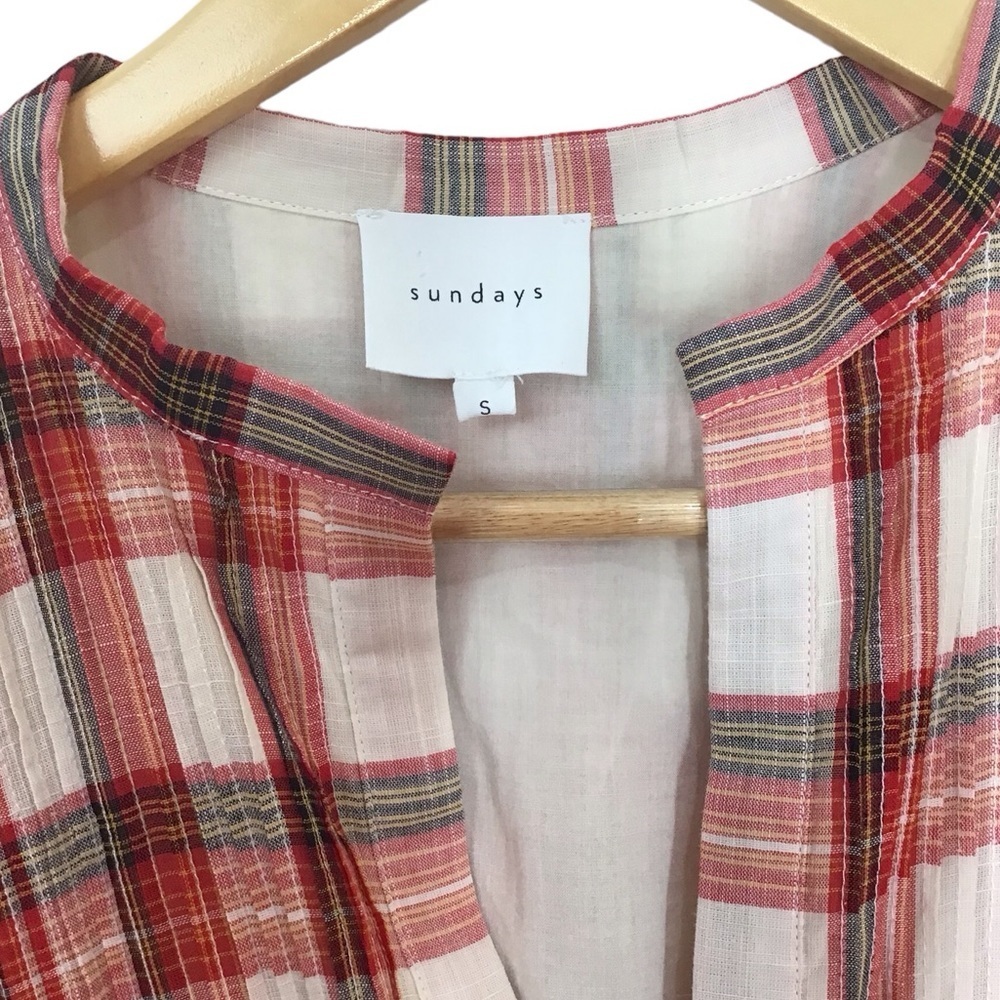 Sundays Jacques Long Sleeve Plaid Dress Pintuck Boho Dress NEW - Picture 14 of 15